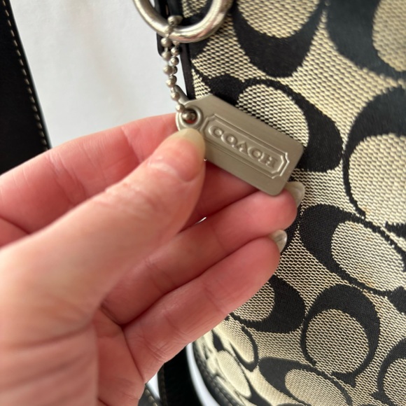 y2k Vintage Coach Black Signature Canvas and Leather Crossbody Bag - Picture 4 of 10